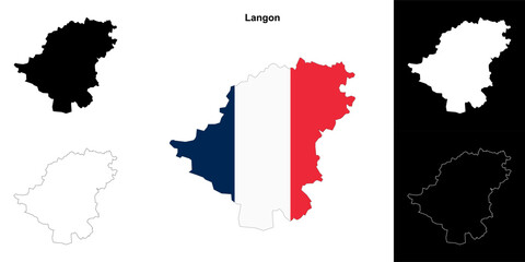 Langon arrondissement outline map set