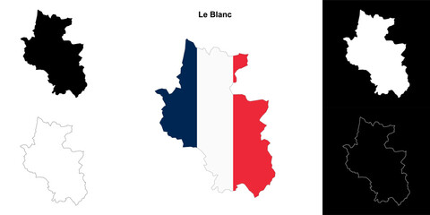 Le Blanc arrondissement outline map set