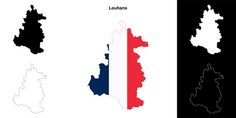 Louhans arrondissement outline map set