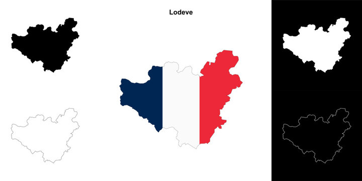 Lodeve arrondissement outline map set