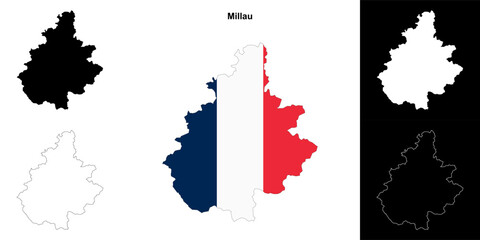 Millau arrondissement outline map set