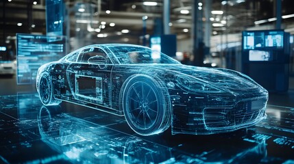 Cutting-Edge Automotive Design:A Blueprint for the Future of Transportation. This high-tech sports car concept showcases advanced digital rendering,real-time data analysis.