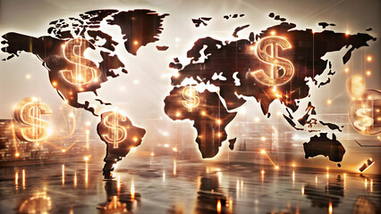 Flat Glowing Abstract Currency Exchange - Vibrant Digital Art of Currency Symbols Showcasing Global Finance and Modern Economy in a Simple Vector Illustration