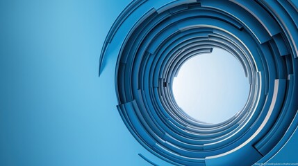 Obraz premium Abstract blue tunnel design with layered elements creating depth and perspective, perfect for modern digital backgrounds.