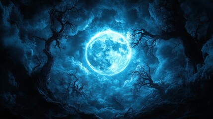 Gothic Halloween sky with a bright