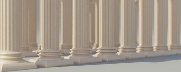 Obraz premium Stone columns colonnade and marble floor detail. Classical pillars row, building entrance architecture