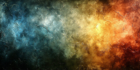 Abstract background with blue, green, yellow, and orange tones.