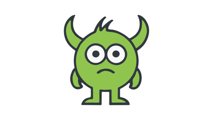 green sad simple monster illustration in vector