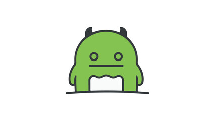 green monster cute illustration with little cute horns