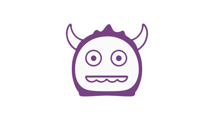 cute purple circle monster with horns