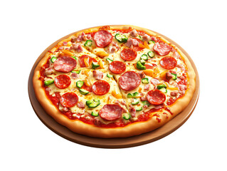pizza with pepperoni, ham.