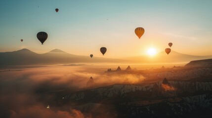 Hot Air Balloons Soaring Above the Clouds