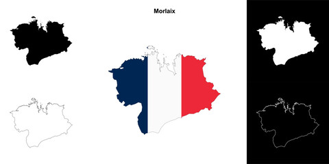 Morlaix arrondissement outline map set