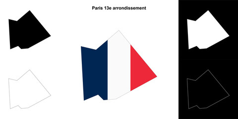 Paris 13e arrondissement arrondissement outline map set