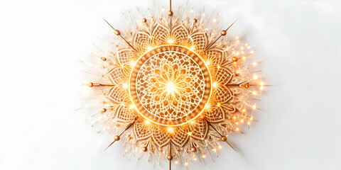 Fototapeta premium 3D Isolated Abstract Sparklers & Mandala Design: Vibrant Cultural Vector Art with Intricate Details on White Background