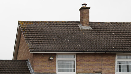 Traditional English house brick roofs, suburban area