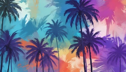 Obraz premium digital painting Tropical palm trees
