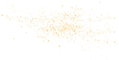 Golden glowing light effect with many glitter particles. Starry cloud with dust. Magic christmas decoration. Luminous bokeh softly shimmering golden light. Light abstract glowing lights. PNG.
