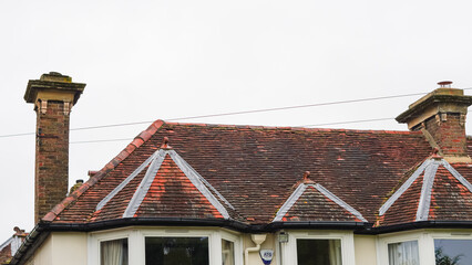 Traditional English house brick roofs, suburban area