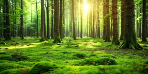 Fototapeta premium Fresh green forest floor with no plants visible