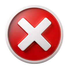 Obraz premium 3D red cross X sign illustration png, error, fail, don't, icon