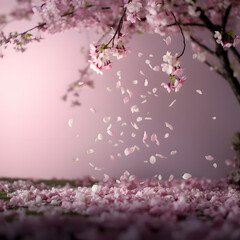 Serene background with alight pink flowers