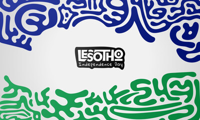 Lesotho independence day typography design with abstract ethnic background