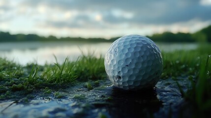 golf ball on tee ready to play