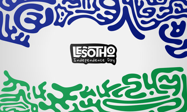 Lesotho independence day typography design with abstract ethnic background