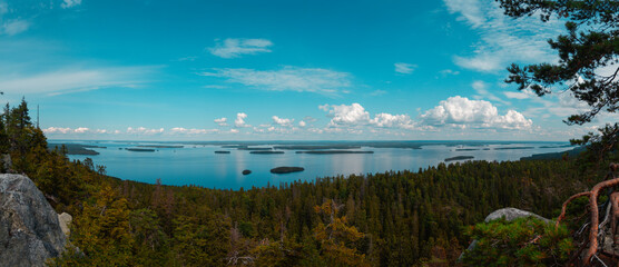 panoramic view from ukko-koli mountain in koli national park looking over lake pielinen.