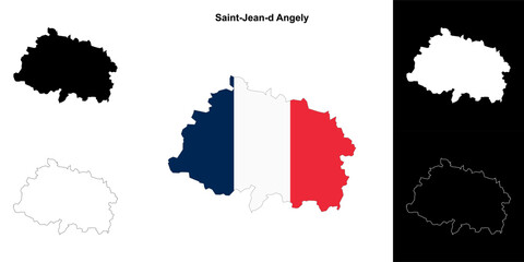 Saint-Jean-d Angely arrondissement outline map set