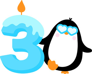 Cute little Penguin and Number