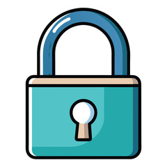 Padlock Icon Vector on White Background Cartoon Style Vector 