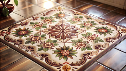 Seamless Eco-Friendly Watercolor Rangoli Tiles: Sustainable Designs with Bamboo Leaves & Reusable Elements in Soft Natural Colors � Flat Vector Illustration