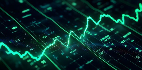 Green Line Chart on a Digital Screen