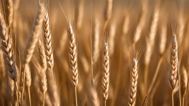 A macro shot reveals the intricate details of wheat ears, showcasing their graceful curves and delicate textures. Each kernel stands out, capturing the essence of nature's beauty. Wheat background