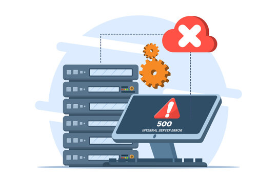 server error concept, red cloud, gears, computer clip art preview