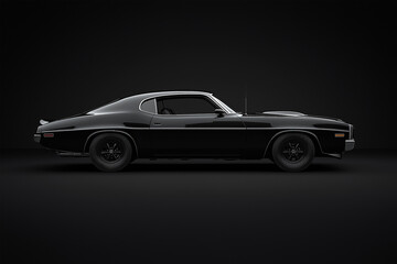 black american muscle car on dark background