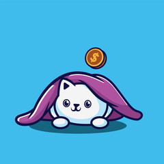 illustration of a cute cat character with his behavior