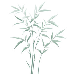 Naklejka premium A cluster of bamboo stalks with lush green leaves against a black background.