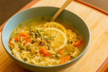 Chicken Soup with Lemon and Orzo - Cozy Homemade Cooking