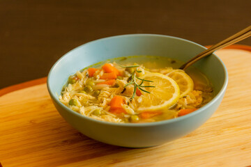 Chicken Soup with Lemon and Orzo - Cozy Homemade Cooking