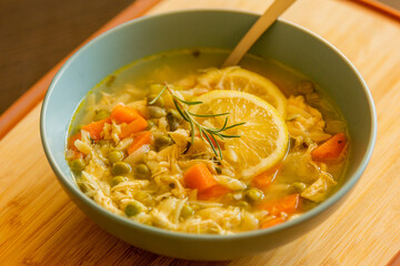 Chicken Soup with Lemon and Orzo - Cozy Homemade Cooking