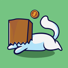 illustration of a cute cat character with his behavior