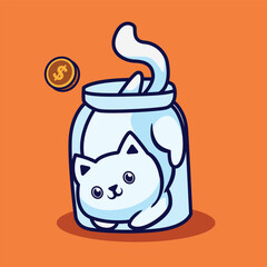 illustration of a cute cat character with his behavior
