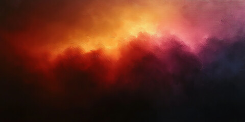 Abstract painting with warm colors and textured brushstrokes.