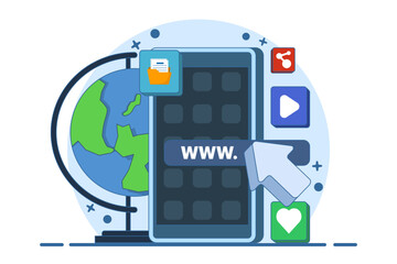 Website development concept, technology for business, online business platform, flat design illustrator banner. Modern Flat Style Content Web Design and Development. flat vector template.