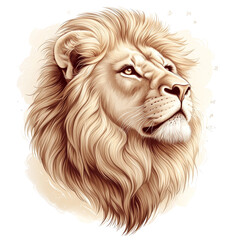 A majestic lion with a powerful gaze, rendered in a realistic style with soft lighting.