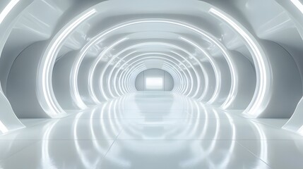 Obraz premium Futuristic illuminated corridor with sleek design.