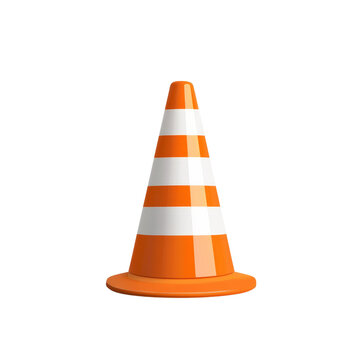 recommend clip art: A single orange traffic cone with white stripes, isolated on a black background.